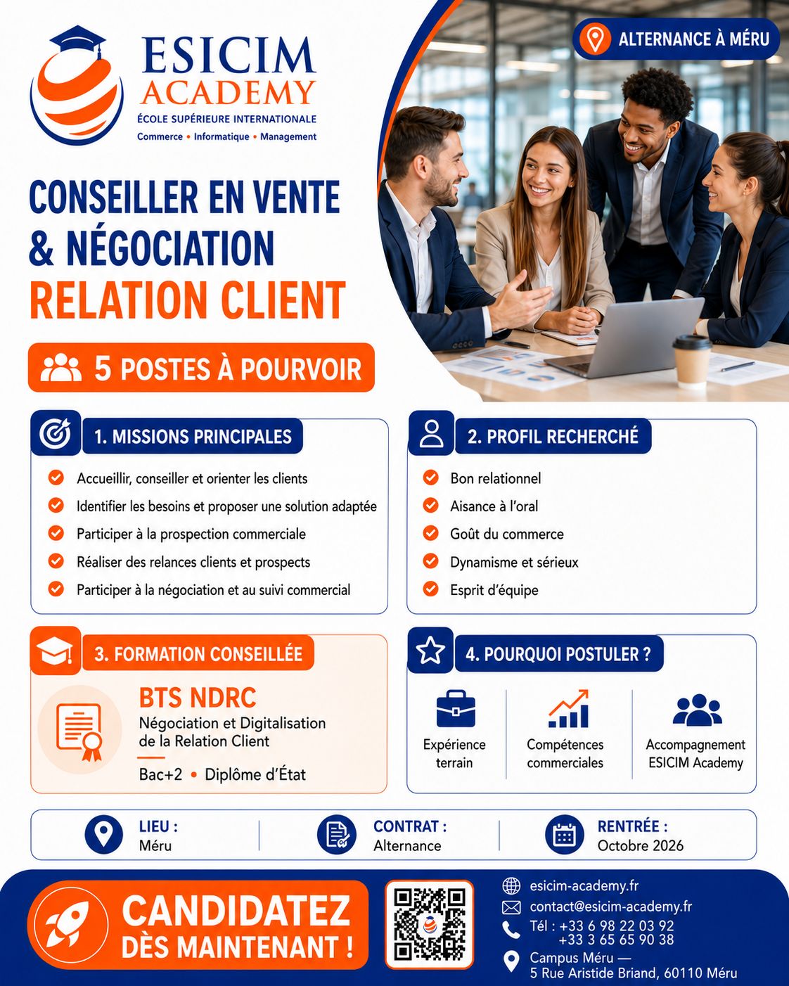 Offre d'alternance conseiller en vente et n&eacute;gociation relation client &agrave; M&eacute;ru