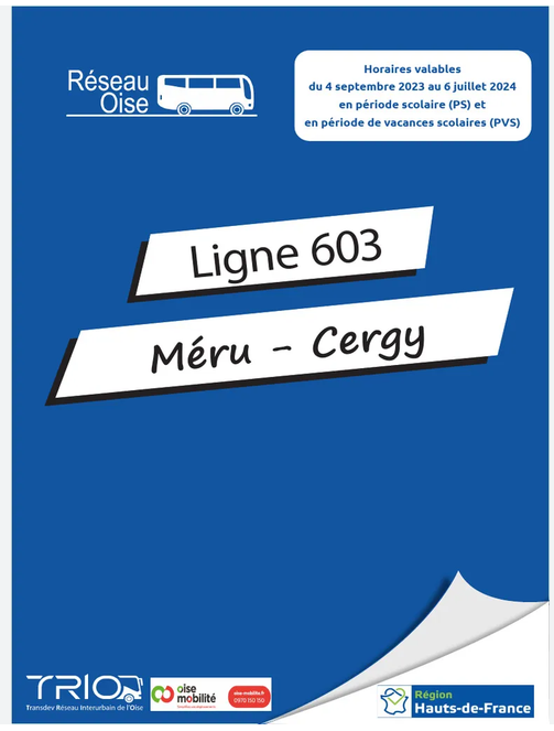 Ancienne couverture de la ligne 603 Méru Cergy